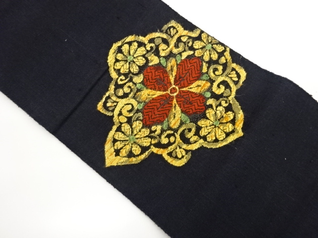 JAPANESE NAGOYA OBI / MAWATA TSUMUGI / WOVEN FLOWER CREST